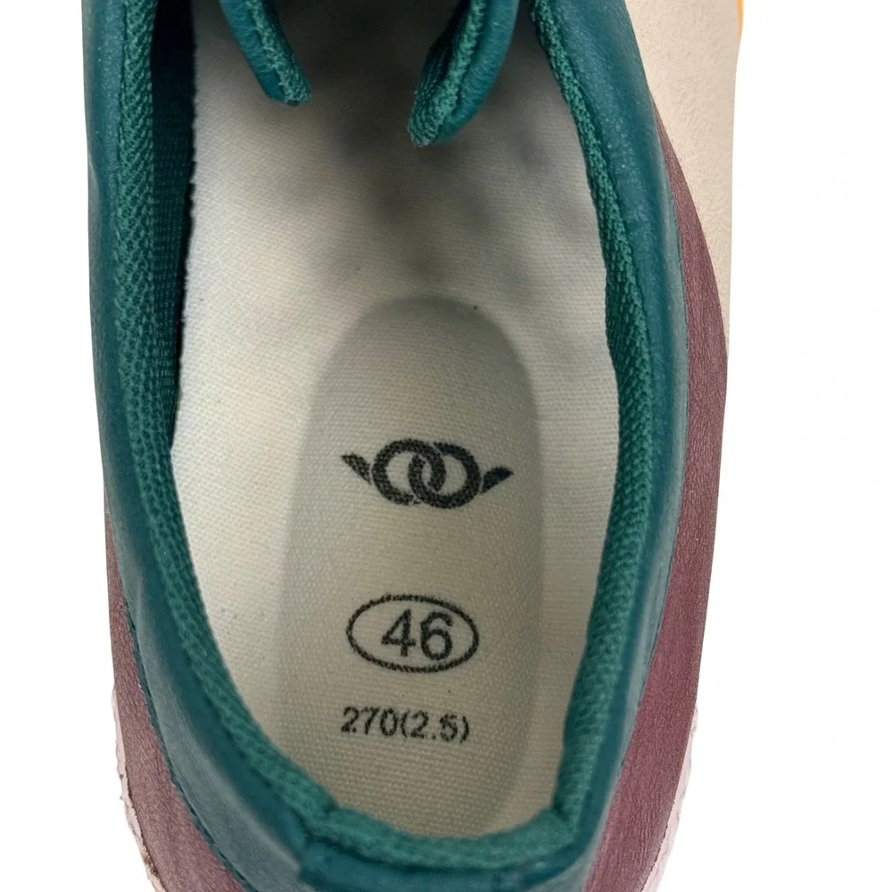Mens Colorblock Leather Dual Zipper Low Top Sneakers Teal EU 46 / US Men's 12